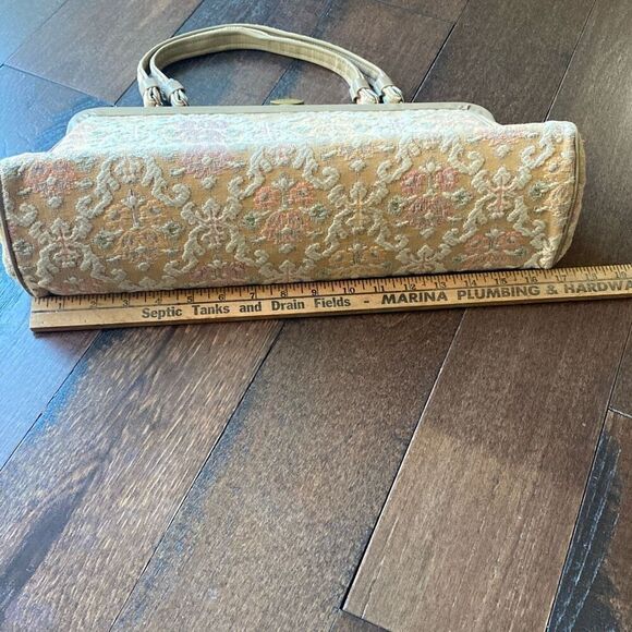 Vintage tapestry purse shoulder bag cream pink cottage core grandma core romanti - Picture 6 of 11